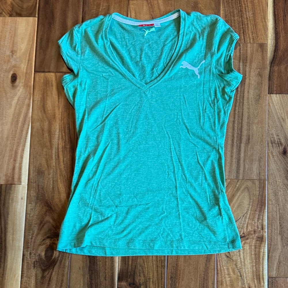 Puma Women's Teal V-Neck Tee